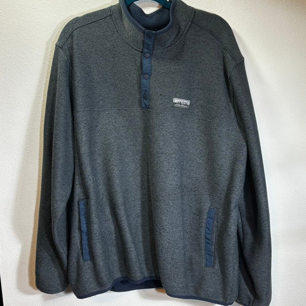 Eddie Bauer Men’s 1/4 Snap Pullover Sweatshirt Gray Fleece XXL Casual Outdoor